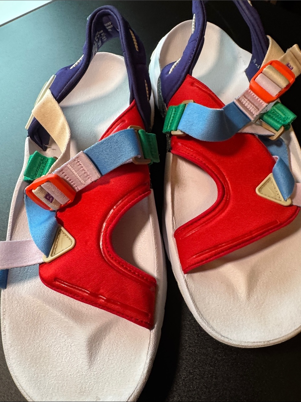 Mens Multicolor Water Sport Sandals with Red Upper Panels